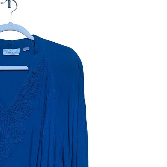 Avenue Womens Plus Size 22 24 Blue Asymmetrical Tunic Top Blouse - Picture 3 of 8